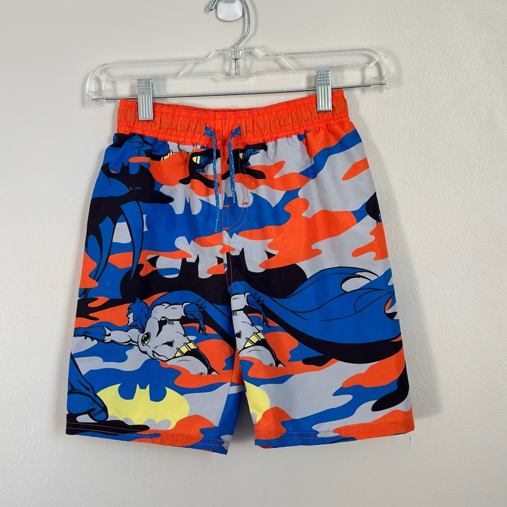 Batman swim trunks boys size 7 blue and orange